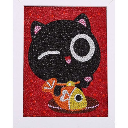 Liten och enkel DIY 5d diamantmålningssats med ram för nybörjare med vit ram för barn 6x6 tum