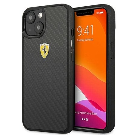 Ferrari FEHCP13SFCABK iPhone 13 mini 5,4" sort/sort hardcase On Track Real Carbon