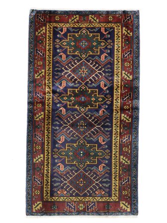 Noué À La Main Hamadan Tapis 100X180 De Laine Noir/Marron Petit