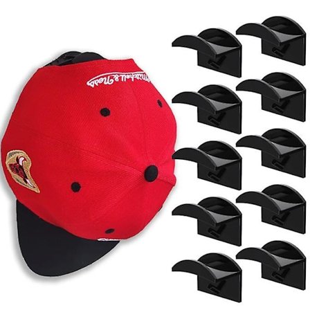 10-pakks selvklebende hatteholder, caps-krok for veggmontering, ingen boring, hattehylle