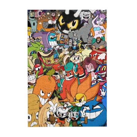 Cuphead Trepussel i tre, 300 deler i plastboks, DIY-puslespill for voksne og barn - MIHV472