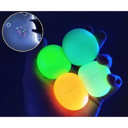 4 stk. Glow In The Dark loftskugler, klæbrig bold (4,5 cm)