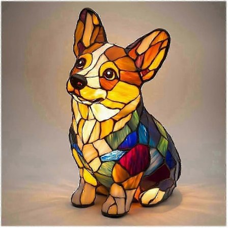 Nattlampe i resin med dyremotiv, LED-bordlampe formet som katt og hund, kreativ dekorativ nattbordslampe for hjemmet