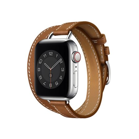 (Brun) Egnet for Apple iwatch klokkearmbånd ekte skinn dobbel