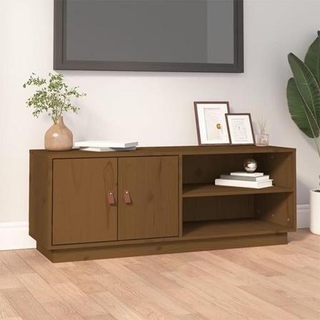 Vidaxl Tv-bänk Honungsbrun 105x34x40 Cm Massiv Furu Brun
