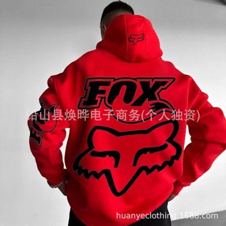 Fox Hettegenser Oversized – Unisex Amerikansk Stil Løs Passform Hettegenser*S* Fox06