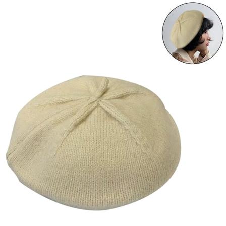 Damer Beretter Fransk Kunstner Strikket Beretter Beanie Solid Vinter Beanie Grå