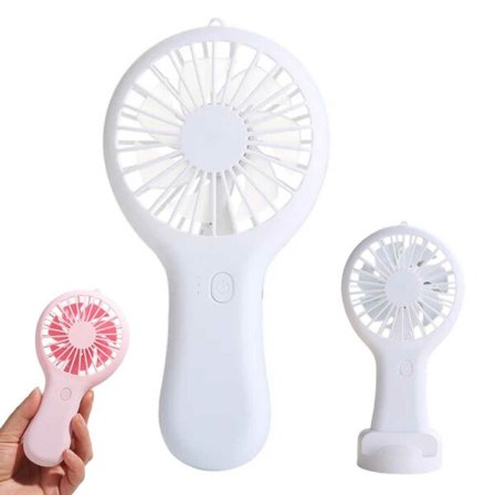 Mini Fläkt Med Bordsställ Uppladdningsbart Batteri USB Vit