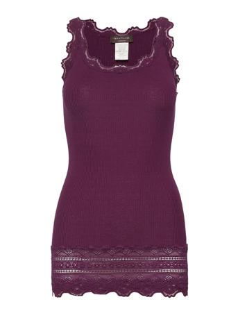 Silk Top W/ Lace T-shirts & Tops Sleeveless Lilla Rosemunde*Betinget Tilbud