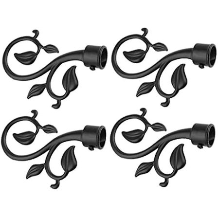 4 stk Gardin Dekorative Endestykker Hoder Kappes Stangsett Svart Gardinstang Svart
