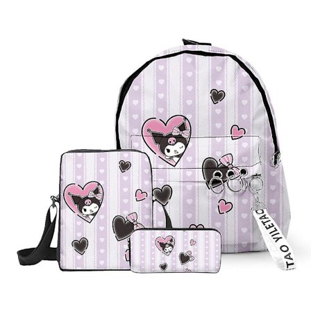 Kuromi Mymelody Suurikokoinen Reppu, Olkalaukku, Penaali, Kolmiosainen Setti, Sarjakuvareppu, Koululaukku Teini-ikäisille, Ala- ja Yläkouluun