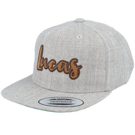 Kinder Kiddo Cap - Grau snapback Cap - Kinder Lucas Engraved Patch Heather Grey Snapback @ Hatstore