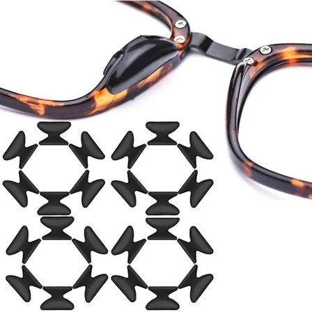 Brille Næsepuder Selvklæbende Silikone Bløde Anti-Slip Næsepuder Til Plastikstel 12 Par Sort 1,8 mm