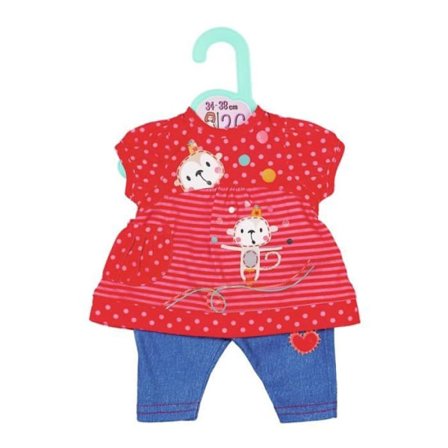 ZAPF CREATION 870693 DOLLY MODA SUSPENSION MED RØD BLÅ BUKSER 36