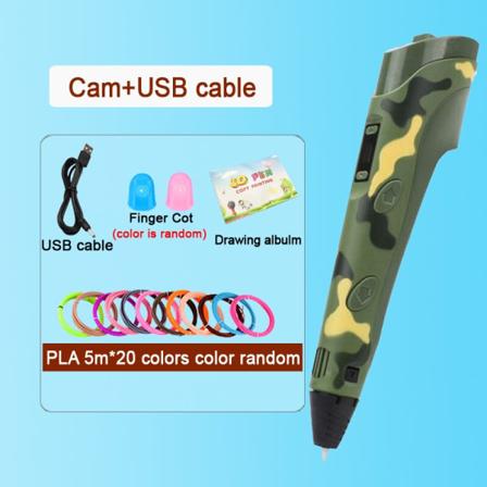 3D-penna DIY ritpenna med LCD-skärm Kompatibel PLA filamentleksaker Säker målning för barn Barn Jul Födelsedagspresent Cam-USB-100m PLA As photo