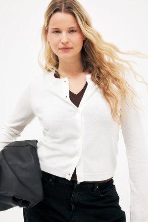 NA-KD - Finstrikket cardigan - Finstrikkede gensere - Offwhite - XL