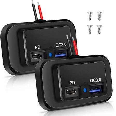 2 st 12v/24v Rv Usb-uttag, Dubbel Pd3.0 Typ-c (usb C) & Snabbladdning Qc3.0 Usb-a Port Panelmontering C