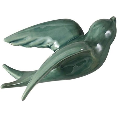 Keramiikka-lintu, ripustettava, joutsenet ja varpuset, pohjoismainen seinäkoriste (vihreä)