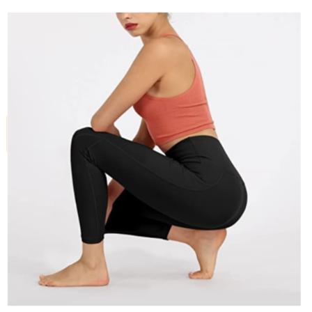 Yogaleggings med hög midja för kvinnor med fickor, magkontroll