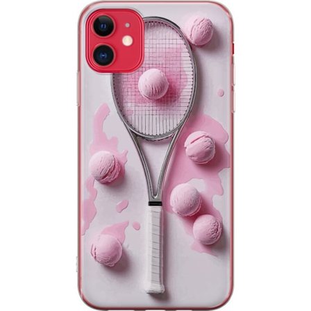 Kompatibel Mobilcover til Apple Apple iPhone 11 Rosa glaskugler og tennisketsjer i et kreativt stillbillede med legende popfølelse og moderne design,