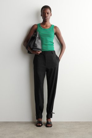 COS Femme Débardeur Côtelé En Coton in Vert