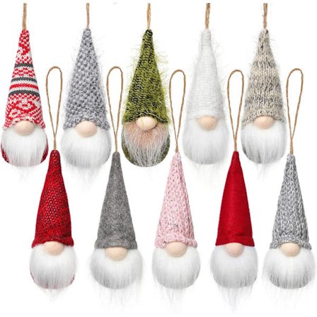Julgran Hängande Gnome Ornaments Set om 10, Swedish Handma