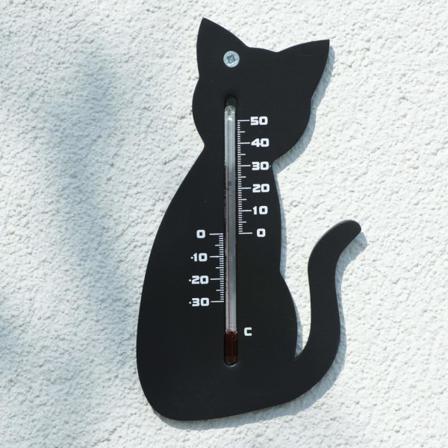 Nature Väggtermometer Utomhusbruk Katt Svart Svart