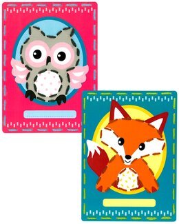 Broderipakke Kort Rev og ugle 2-pk - Vervaco