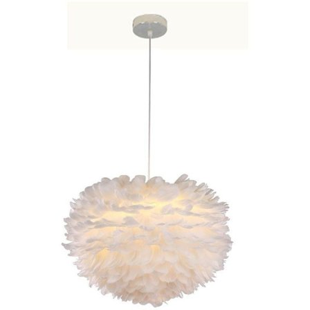 Fjærlampe for soverom, stue og mer, ETL-sertifisert nordisk romantisk taklampe (hvit skjerm)-FX-