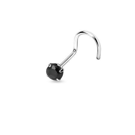 Skruvbar näspiercing i 925 sterling silver med 3 mm Svart CZ