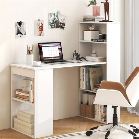 Skrivebord med hyller - Hvit