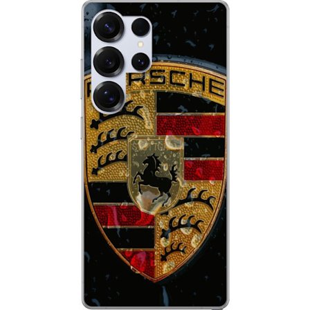 Kompatibelt Mobilskal till Samsung Samsung Galaxy S25 Ultra Porsche logotyp affisch lyxbilsmärke vapen skåpbilsemblem Stuttgart klassisk retrodesign