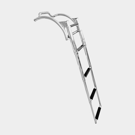 Fällbar badstege till gummibåt, 4 steg, teleskopisk 118.8 - 39.4 cm, 25.4 cm, för pontoner upp till Ø50 cm