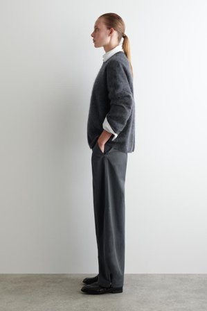 COS Women's Pantaloni Barrel In Cotone Pima in Grigio