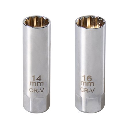 2-delt sett med tennpluggpipe 16 mm og 14 mm | Tennpluggnøkkel for bil for enkelt vedlikehold av motor | 12-punkts demonteringsverktøy