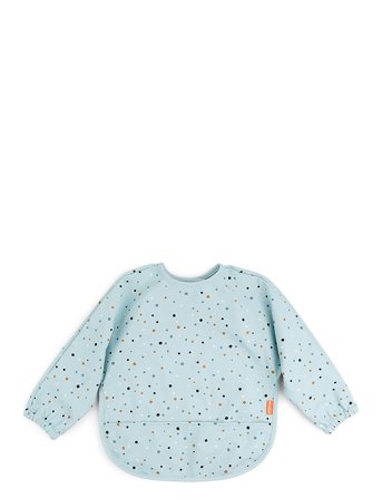 Done by Deer Sleeved Pocket Bib Happy Dots Blue - Blue - LENGTH FRONT:34CM SLEEVE WIDTH:72CM