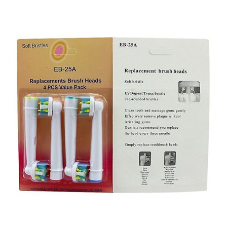4-pack Ersättningshuvud för Elektrisk Tandborste, Mjuka Dupont Borst, Passar Oral B Elektriska Borstar, SB-17A