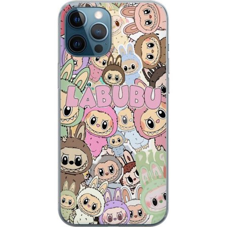 Kompatibel Mobilcover til Apple iPhone 12 Pro Rosa kawaii-komposition med søde animerede figurer og bløde former