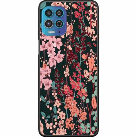 Motorola Moto G100 Svart Skal Blommor