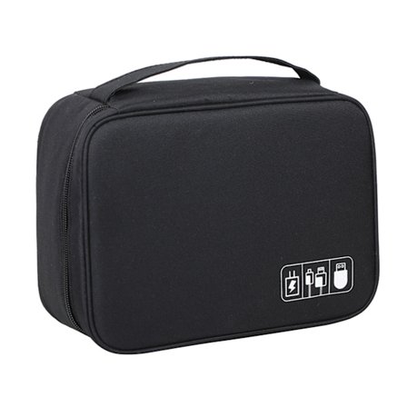Datakabel Opbevaringspose Separat Opbevaring Oxford Klud Rejse Elektronikpose til Kabler Ladere Harddisk Sort