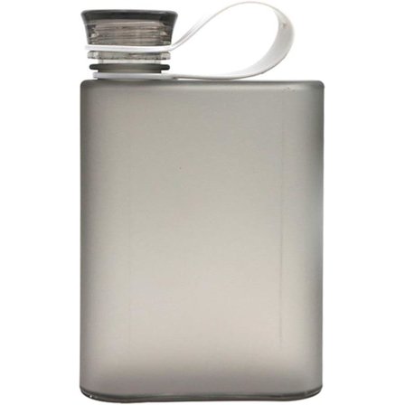 Platt vattenflaska, plast genomskinlig platt vattenflaska camping vattenflaska, återanvändbar smal vattenflaska