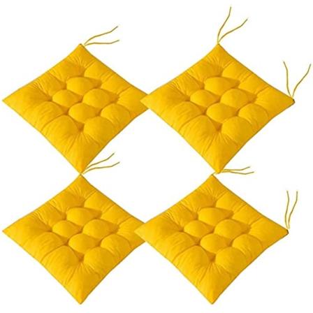 4 st Mjuka Stolsdynor, Stolsdynor med Band, Stolsdynor Matrum för Trädgård Uteplats Kök Matrum (40x40cm) yellow