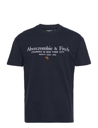 Anf Mens Graphics T-shirts Short-sleeved Svart Abercrombie & Fitch*Betinget Tilbud