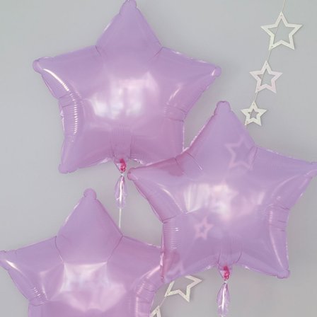 Folieballong Stjärnor Ljusrosa 3-pack