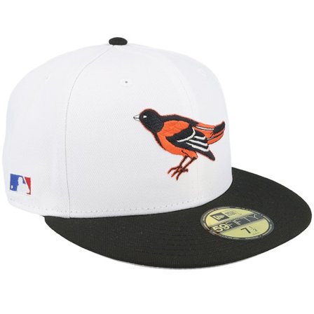 New Era - MLB White fitted Czapka Z Daszkiem - Baltimore Orioles Earthy Tones 59FIFTY MLB Side Hit White/Black Fitted @ Hatstore