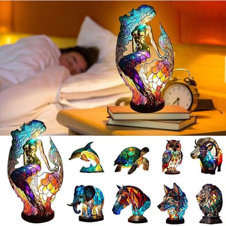 Animal Bordlampe Series, retro bordlampe, farvet glas Animal Print bordlampe, vintage dyr bordlampe Hjem dekorationer