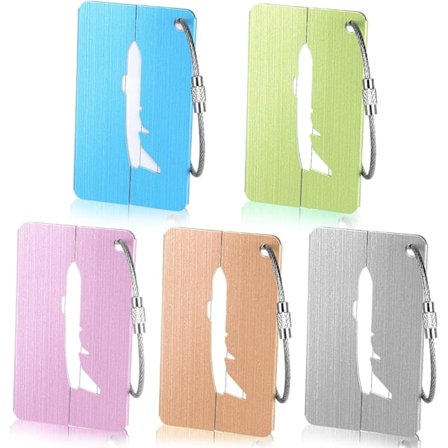 stk. metal bagagemærker til kufferter, aluminium kuffertmærker med stålwire og navneskilt, bagagemærker rejsemærker