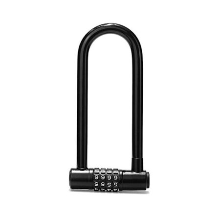 4-sifret kombinasjons sykkellås - 18 cm med lang bøyle - Vanntett sykkellås med tilbakestillbar kode - Sparkesykkel lås