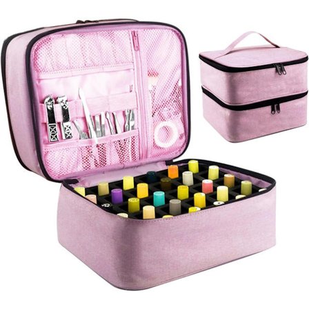 Neglelak Opbevaringstaske Med Aftagelig Inderlomme Neglelak Taske Med Dobbelt Lynlås Organizer Til Neglelak Og Manicure Til Negleteknikere