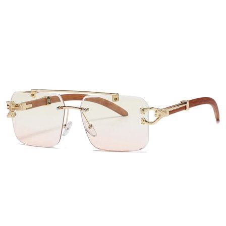 Retro Trätryck Fyrkantiga Solglasögon Kvinnor 2022 Rök Lyxmärke Designer Guld Lejon Dekoration Solglasögon Män